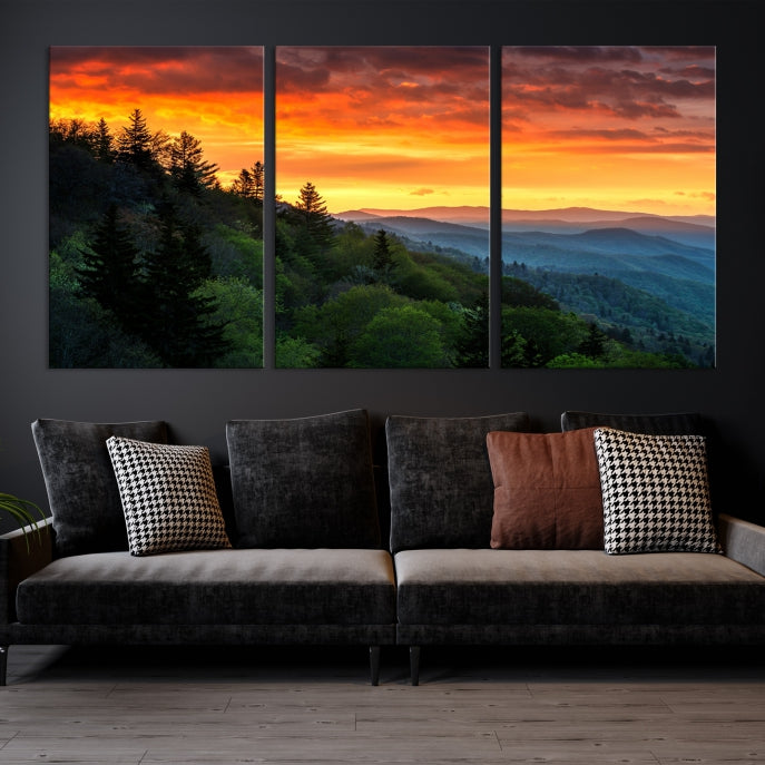 Large Forest Landscape Wall Art Sunset Canvas Print