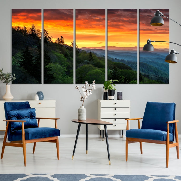 Large Forest Landscape Wall Art Sunset Canvas Print