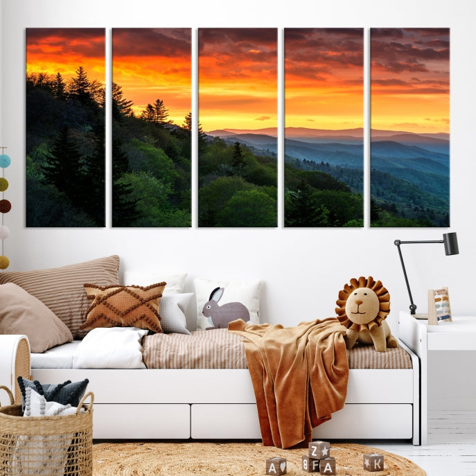 Large Forest Landscape Wall Art Sunset Canvas Print