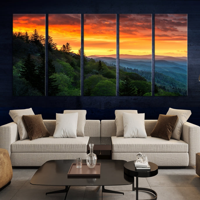 Large Forest Landscape Wall Art Sunset Canvas Print