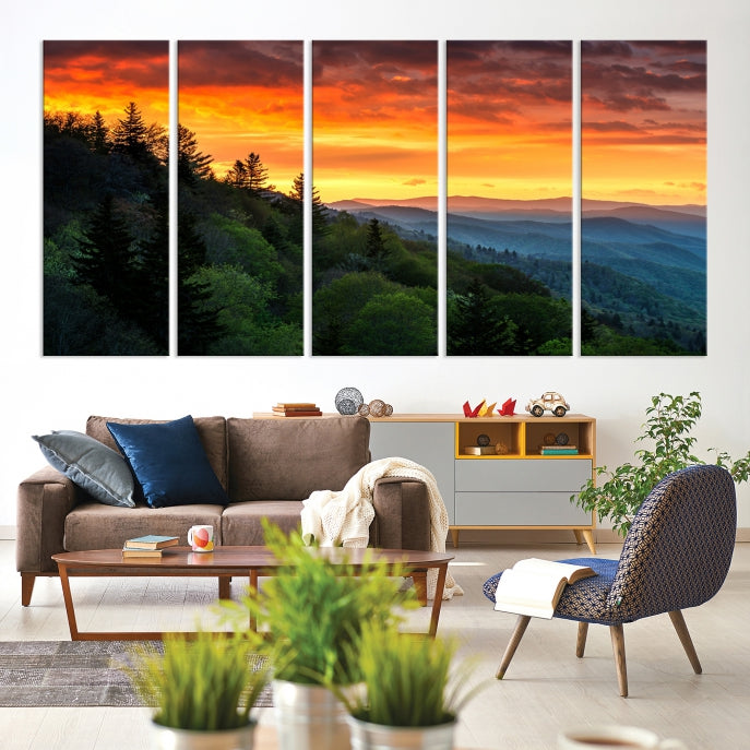 Large Forest Landscape Wall Art Sunset Canvas Print