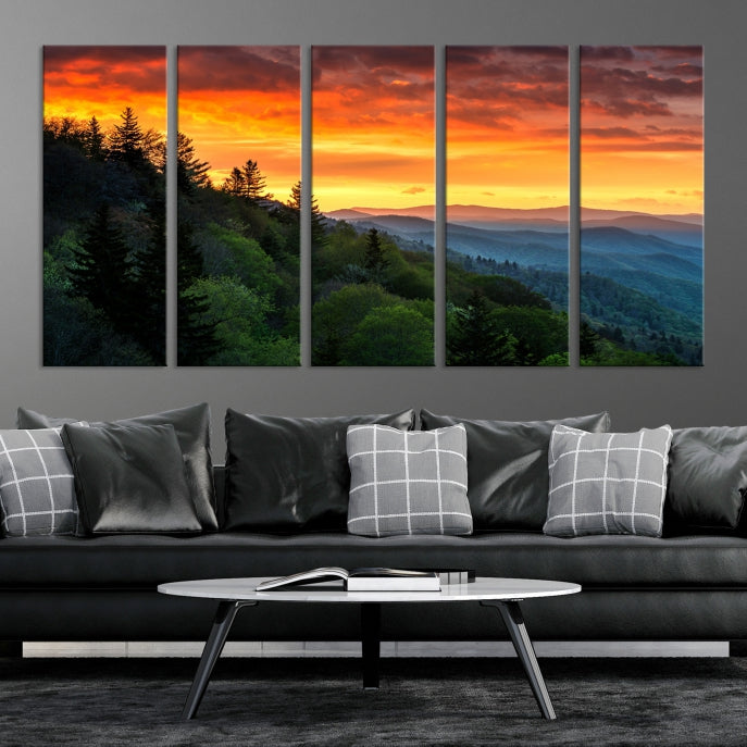 Large Forest Landscape Wall Art Sunset Canvas Print