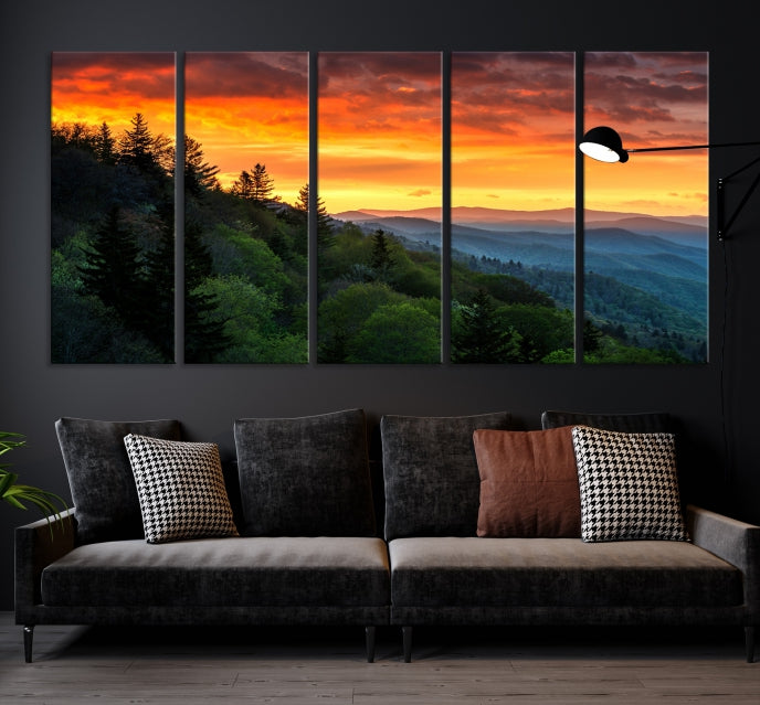 Large Forest Landscape Wall Art Sunset Canvas Print