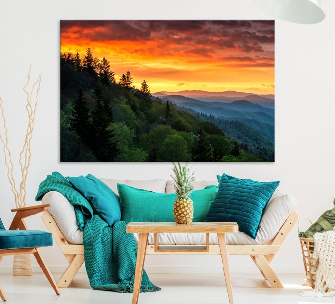 Large Forest Landscape Wall Art Sunset Canvas Print