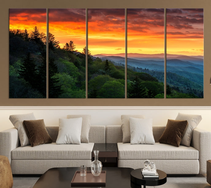 Large Forest Landscape Wall Art Sunset Canvas Print