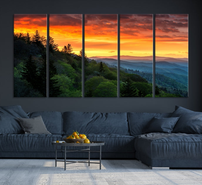 Large Forest Landscape Wall Art Sunset Canvas Print