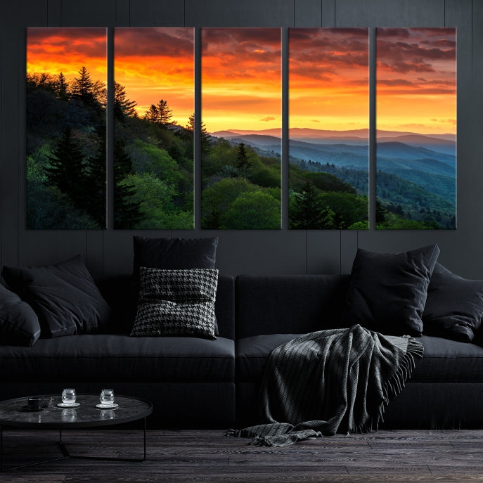 Large Forest Landscape Wall Art Sunset Canvas Print