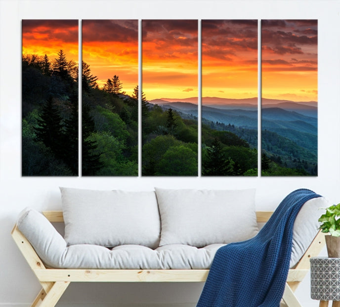 Large Forest Landscape Wall Art Sunset Canvas Print