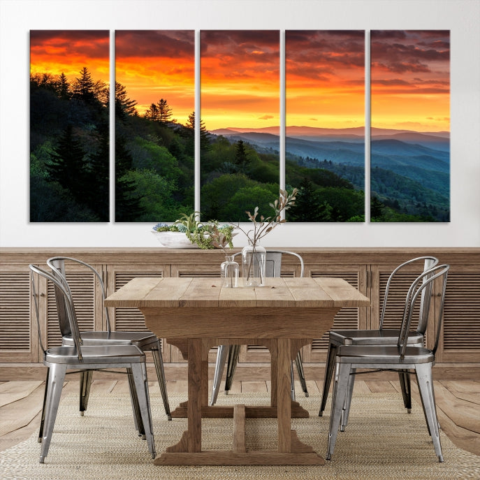 Large Forest Landscape Wall Art Sunset Canvas Print