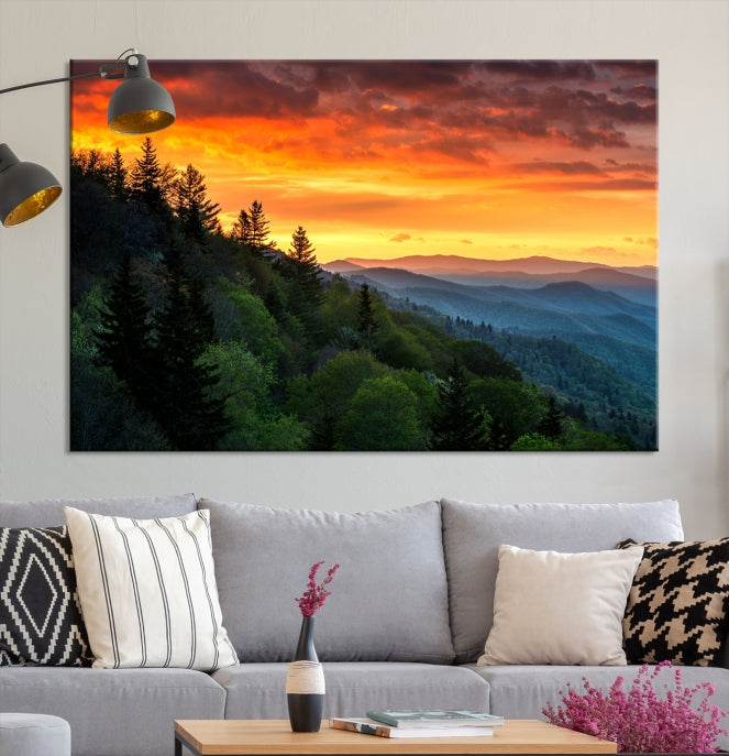 Large Forest Landscape Wall Art Sunset Canvas Print