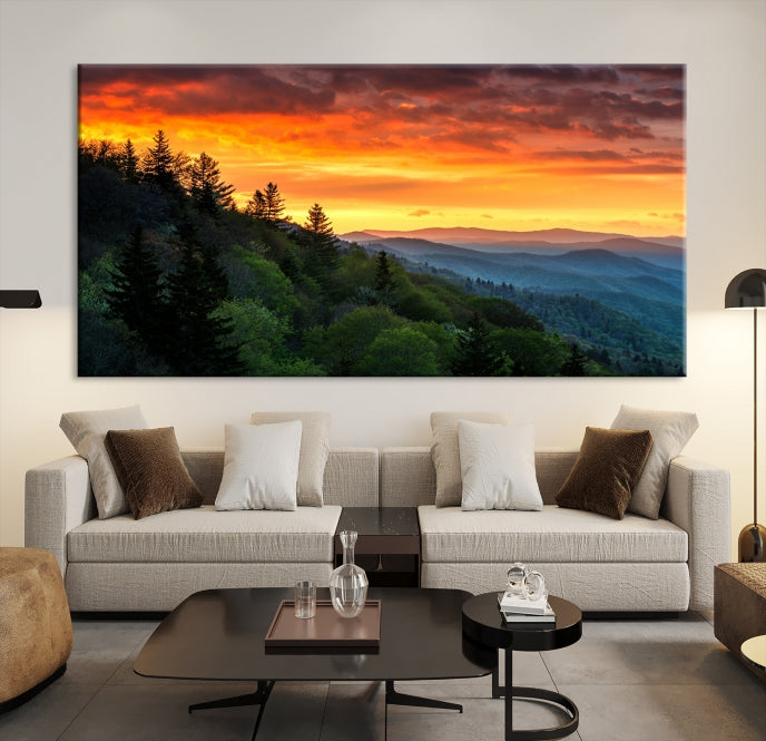 Large Forest Landscape Wall Art Sunset Canvas Print