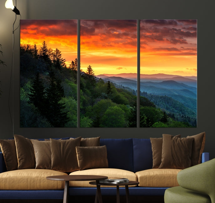 Large Forest Landscape Wall Art Sunset Canvas Print