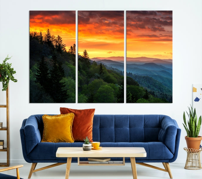 Large Forest Landscape Wall Art Sunset Canvas Print