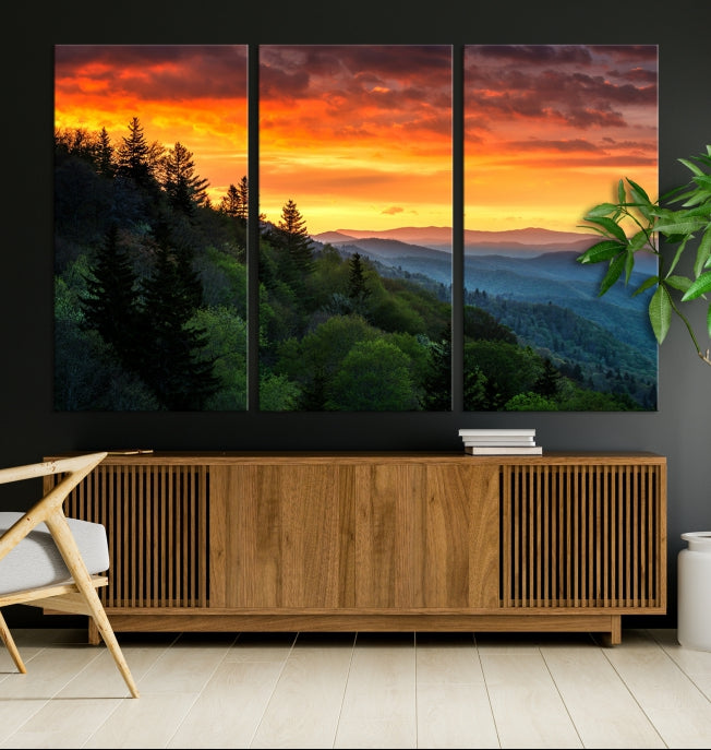 Large Forest Landscape Wall Art Sunset Canvas Print