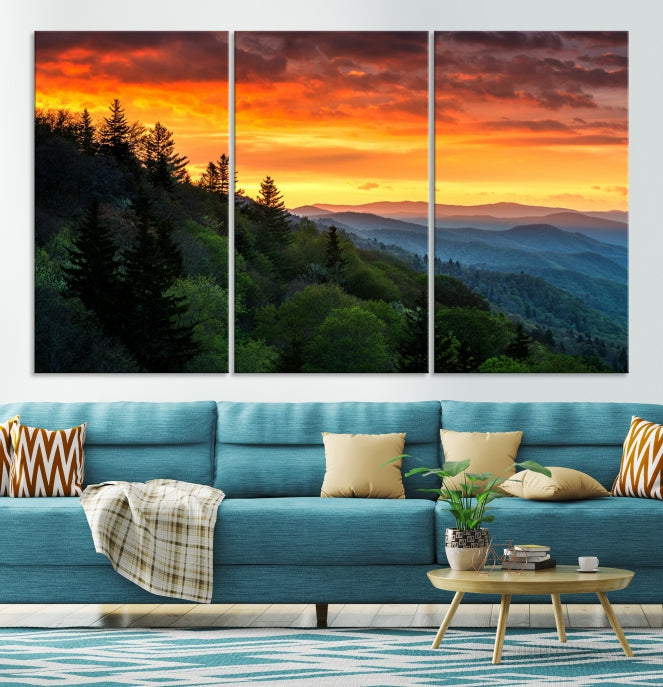 Large Forest Landscape Wall Art Sunset Canvas Print