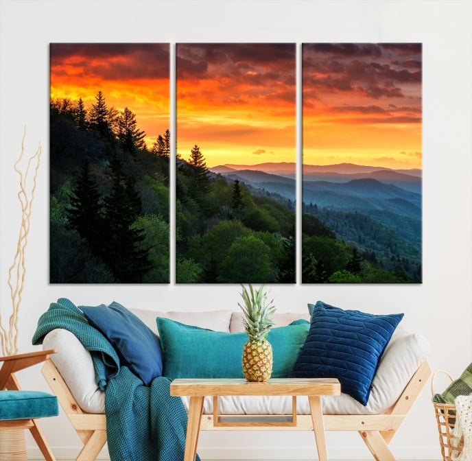 Large Forest Landscape Wall Art Sunset Canvas Print