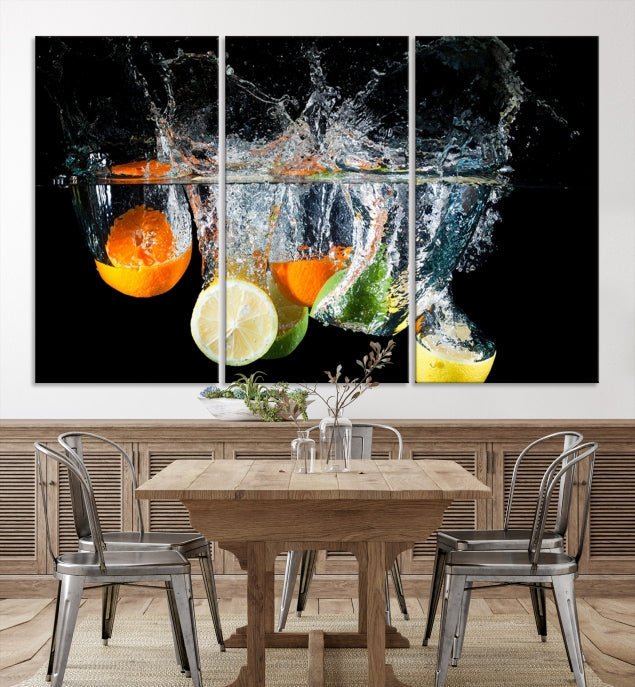 Large Kitchen Wall Art Fruits in Water Art Canvas Print