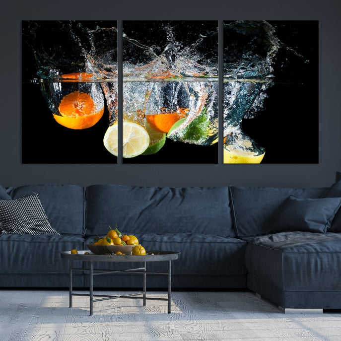 Large Kitchen Wall Art Fruits in Water Art Canvas Print