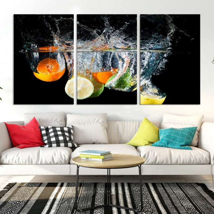 Large Kitchen Wall Art Fruits in Water Art Canvas Print