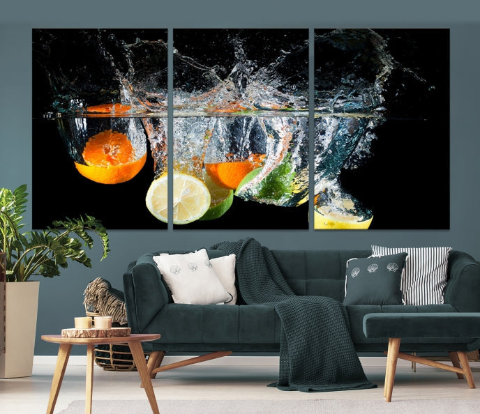 Large Kitchen Wall Art Fruits in Water Art Canvas Print