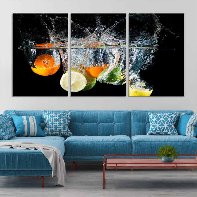 Large Kitchen Wall Art Fruits in Water Art Canvas Print