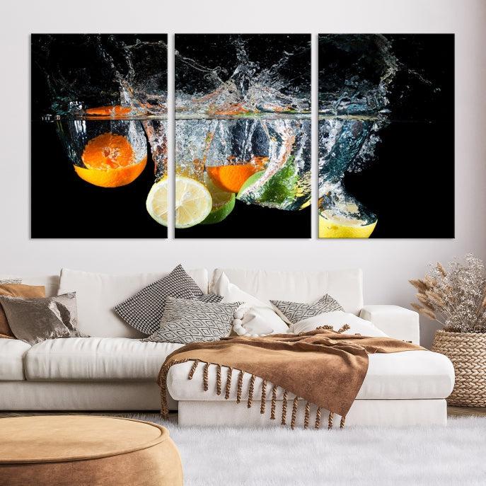 Large Kitchen Wall Art Fruits in Water Art Canvas Print