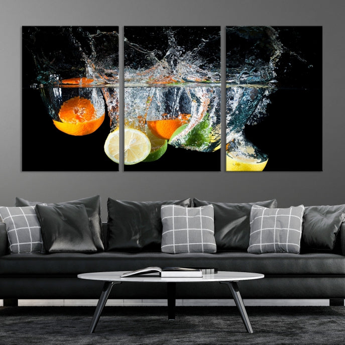 Large Kitchen Wall Art Fruits in Water Art Canvas Print