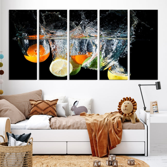 Large Kitchen Wall Art Fruits in Water Art Canvas Print