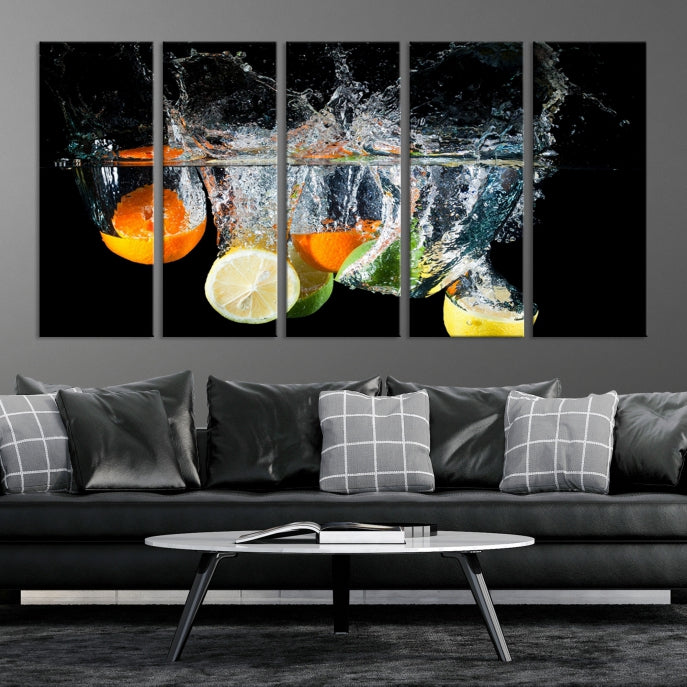 Large Kitchen Wall Art Fruits in Water Art Canvas Print