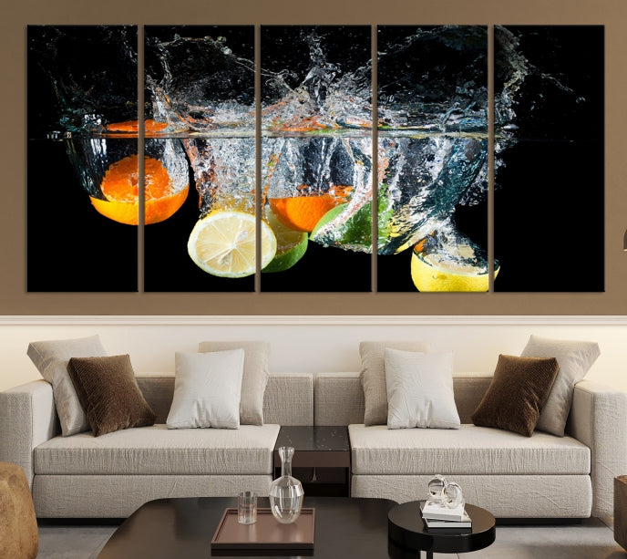 Large Kitchen Wall Art Fruits in Water Art Canvas Print