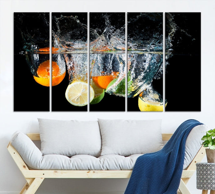 Large Kitchen Wall Art Fruits in Water Art Canvas Print