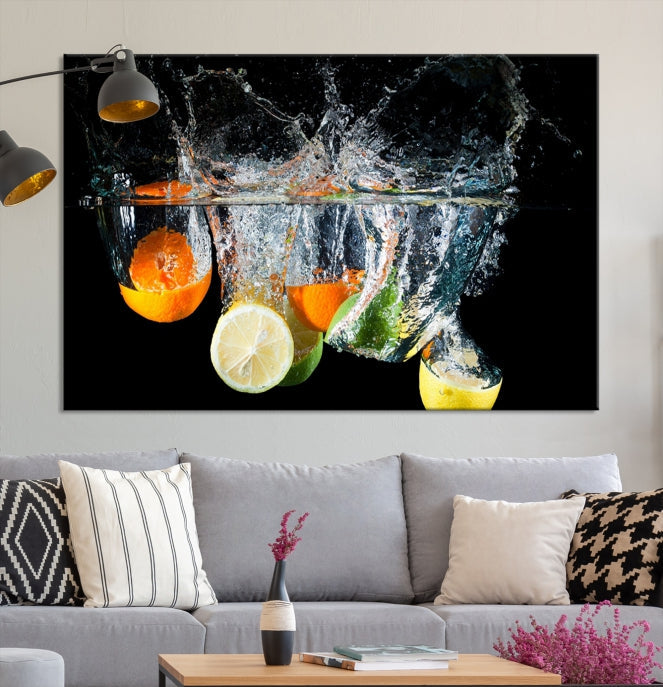 Large Kitchen Wall Art Fruits in Water Art Canvas Print