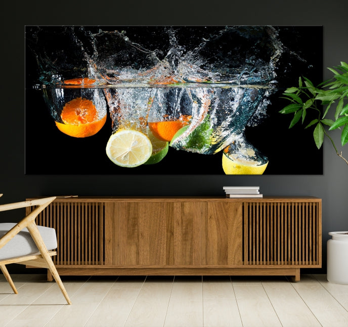 Large Kitchen Wall Art Fruits in Water Art Canvas Print