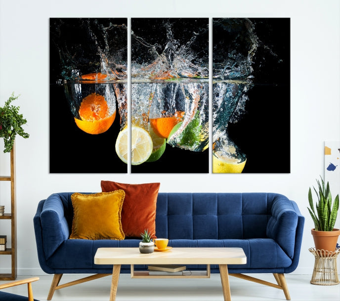 Large Kitchen Wall Art Fruits in Water Art Canvas Print