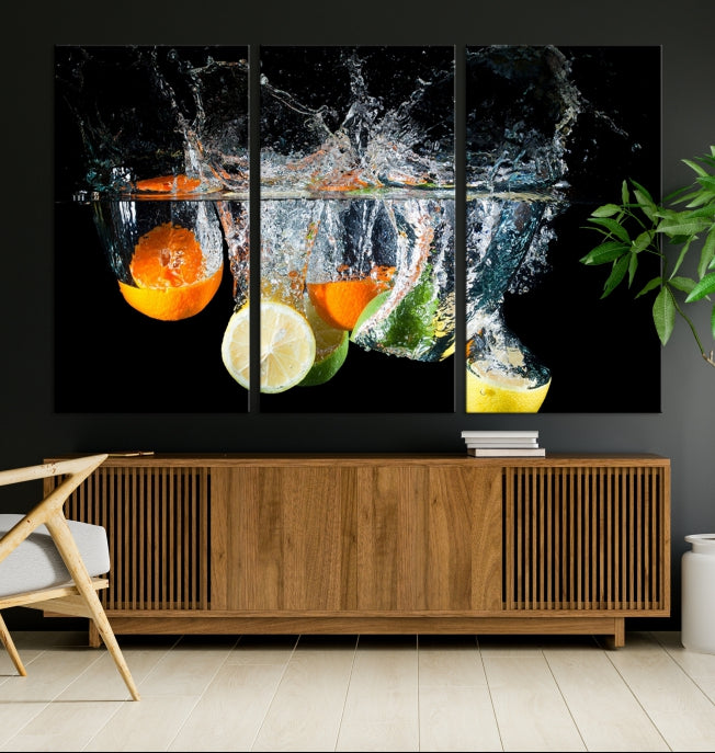 Large Kitchen Wall Art Fruits in Water Art Canvas Print