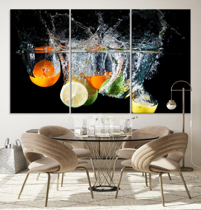 Large Kitchen Wall Art Fruits in Water Art Canvas Print