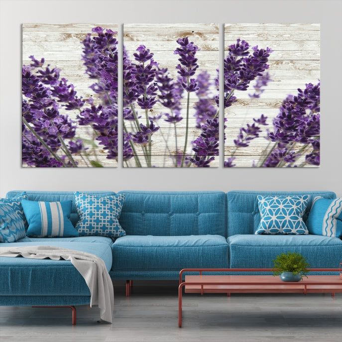 Large Lavender Canvas Floral Lilac Lavandula Wall Art Flower Print