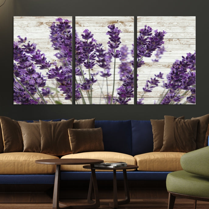 Large Lavender Canvas Floral Lilac Lavandula Wall Art Flower Print