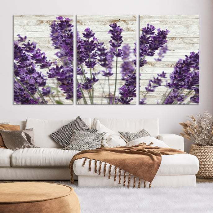 Large Lavender Canvas Floral Lilac Lavandula Wall Art Flower Print