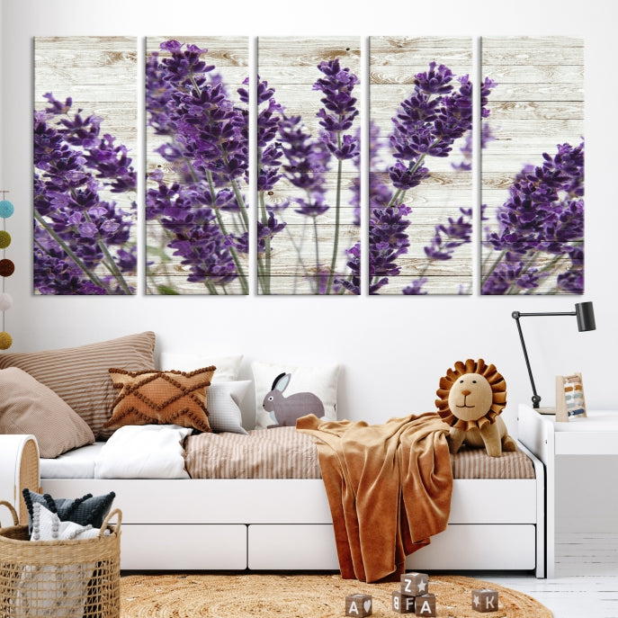 Large Lavender Canvas Floral Lilac Lavandula Wall Art Flower Print