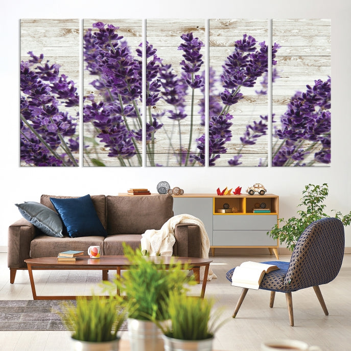 Large Lavender Canvas Floral Lilac Lavandula Wall Art Flower Print