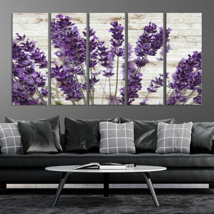 Large Lavender Canvas Floral Lilac Lavandula Wall Art Flower Print