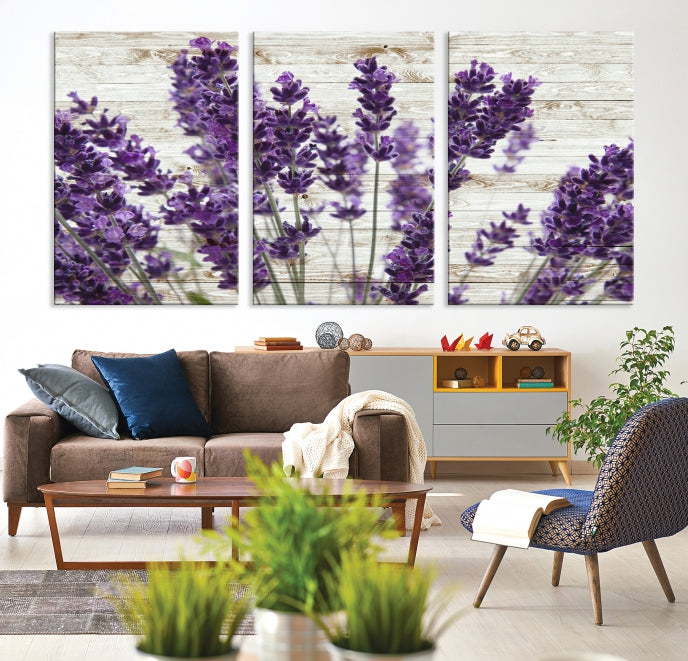 Large Lavender Canvas Floral Lilac Lavandula Wall Art Flower Print