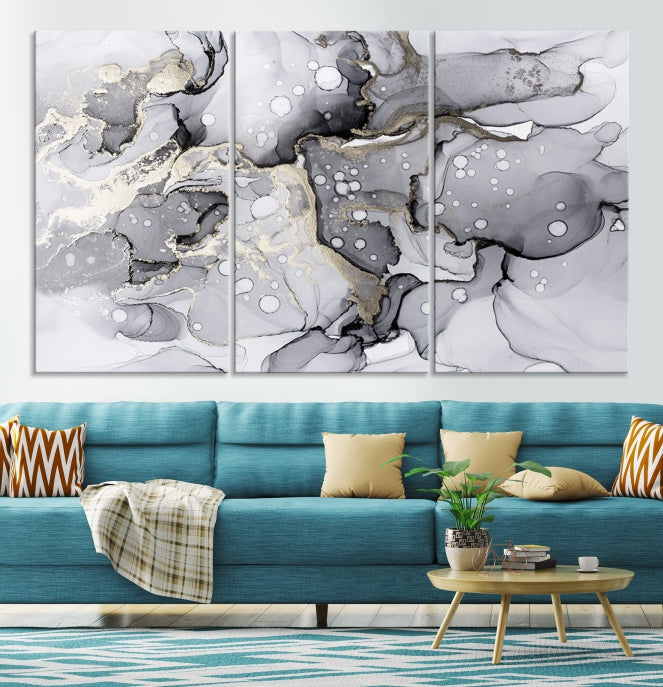 Large Marble Fluid Effect Wall Art Modern Abstract Canvas Print