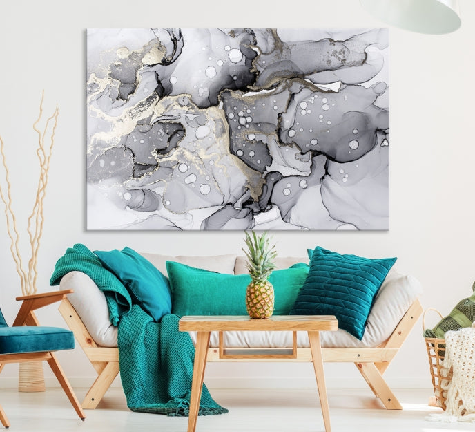 Large Marble Fluid Effect Wall Art Modern Abstract Canvas Print