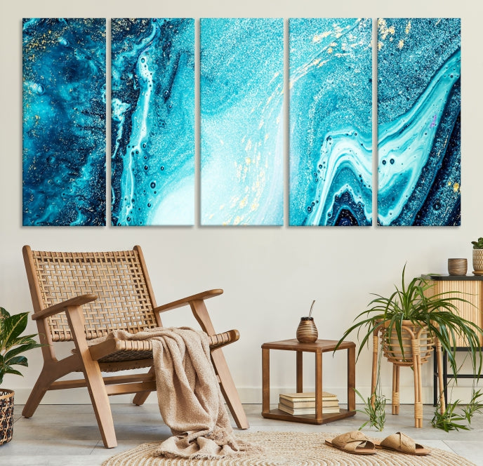 Large Marble Wall Decor Abstract Fluid Effect Canvas Art Print