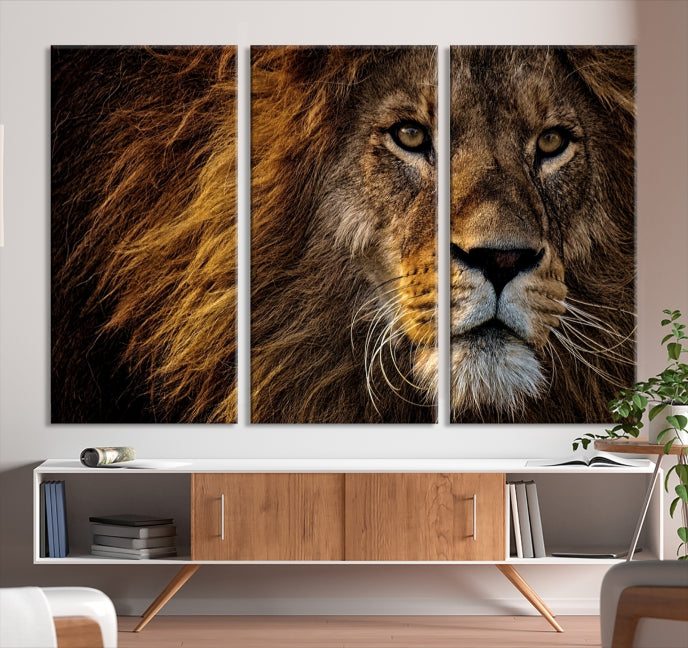 Large Mighty Lion Wall Art Animal Canvas Print