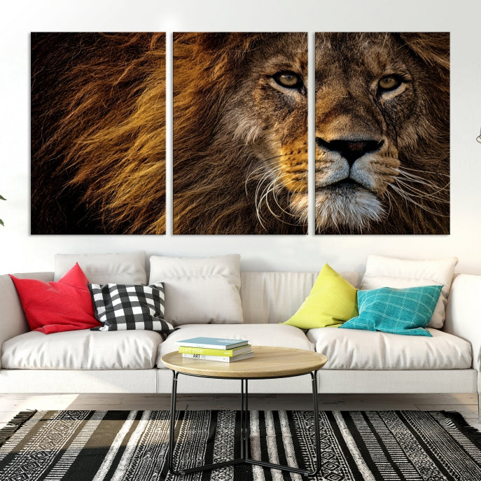 Large Mighty Lion Wall Art Animal Canvas Print