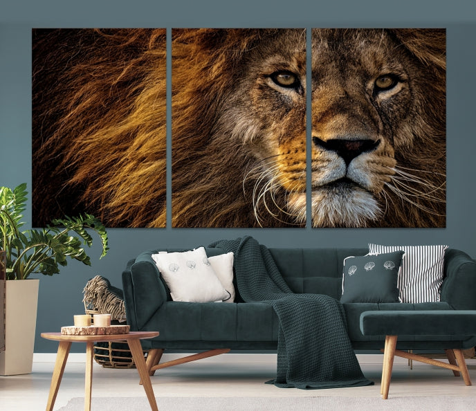 Large Mighty Lion Wall Art Animal Canvas Print