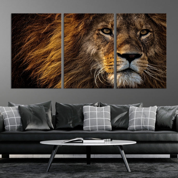 Large Mighty Lion Wall Art Animal Canvas Print